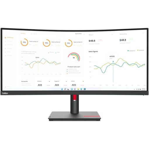 /937cm/34" (3440x1440) Lenovo ThinkVision T34w-30 4ms HDMI DP USB-C Wide Curve Raven Black